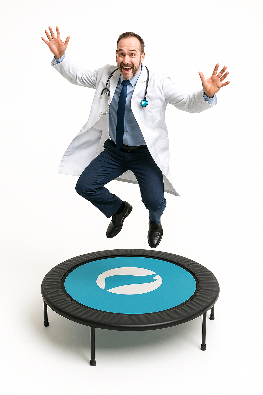 Doctor jumping on trampoline - Ignoring Gravity